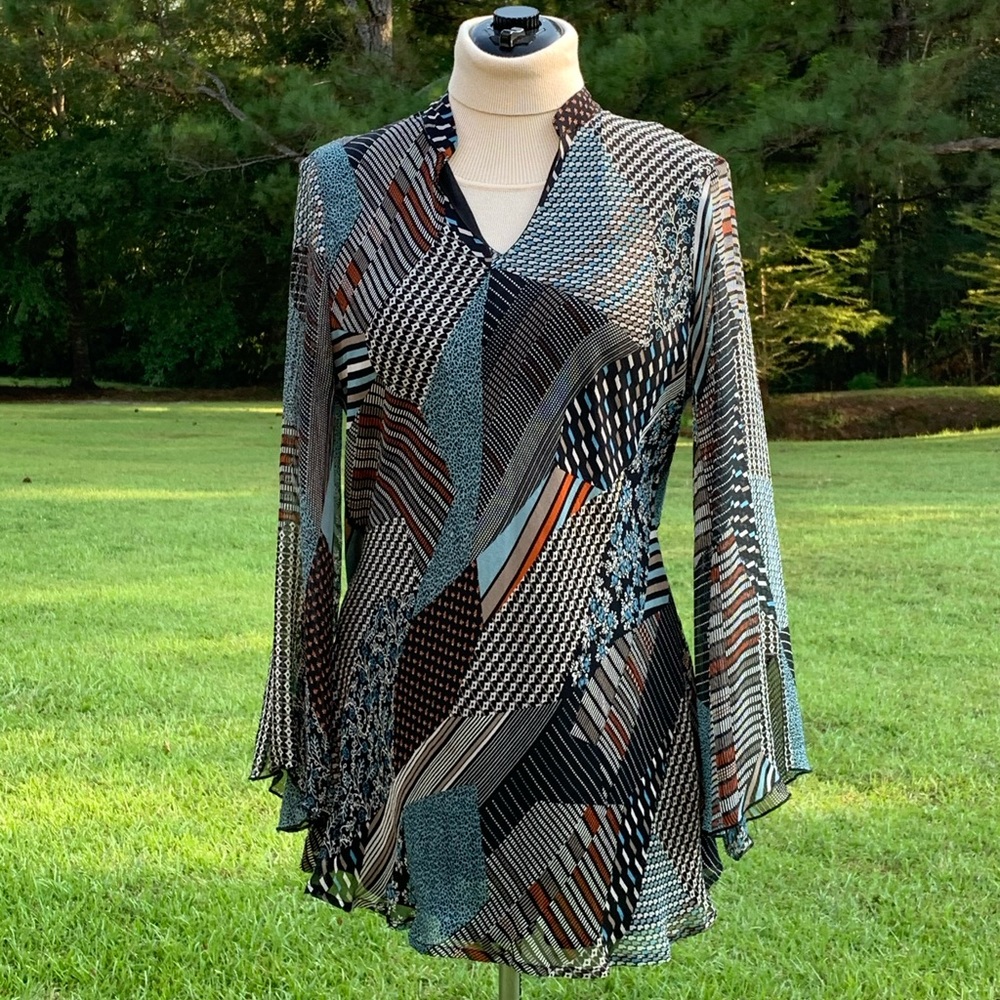 Multicolor Modern Bohemian Style Shirt XL